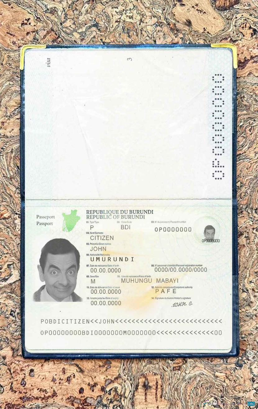 Download Burundi passport (2011 2019) photo look Photoshop template
